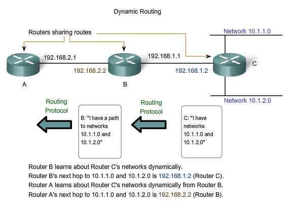 dynamic routing routers sharing routes