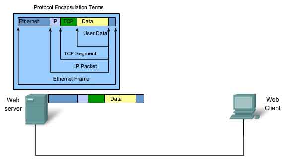 protocol encapsulation terms TCP segment IP packet Ethernet frame